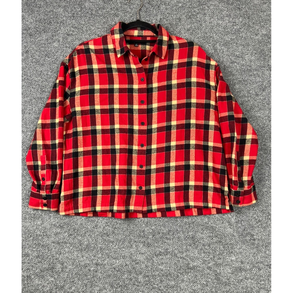 Madewell Womens Flannel Button Down Shirt Size S Red Black Plaid‎ Outdoor Autumn